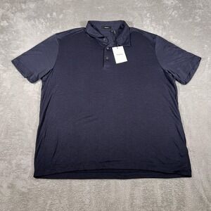 Theory Bron C Polo Shirt Mens 2XL‎ Navy Blue Anemone Knit Modal Blend Preppy NWT